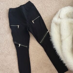 Black Pants with Silver Zipper Accents